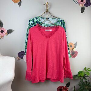 Belle by Kim Gravel Set - Embellished Pink LS & Patterned Fringe - Size - XS